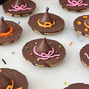 witch hat cookies with Hershey kisses.