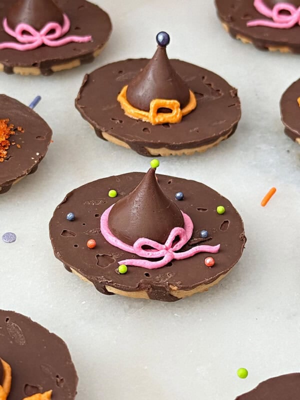 witch hat cookies with Hershey kisses.