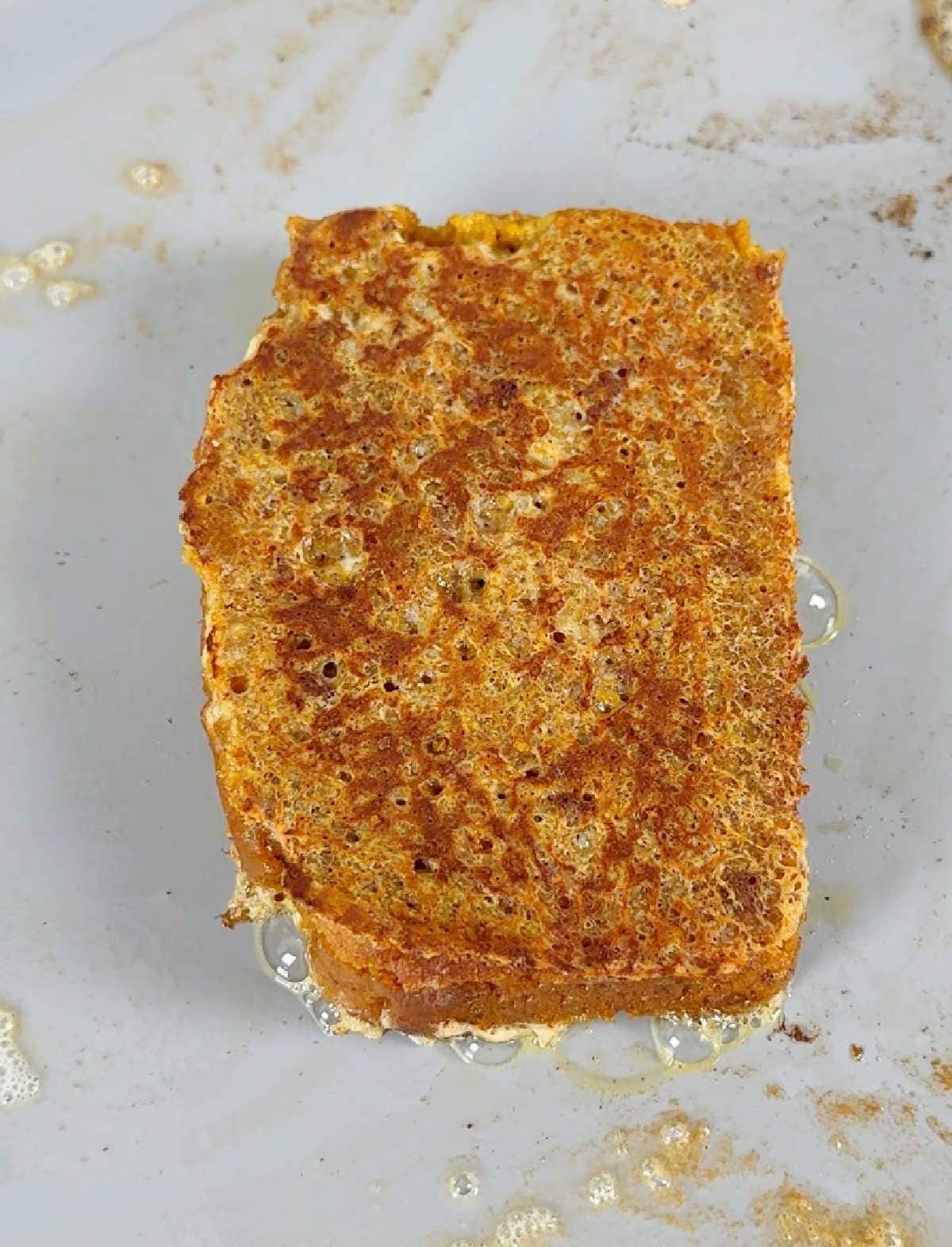 pumpkin bread on griddle.